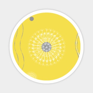 entry for the Yellow and Gray contest: stylized dandelions on a yellow background Magnet